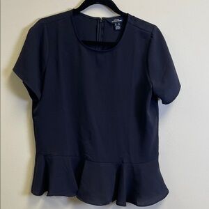 Lands' End Navy Peplum Blouse